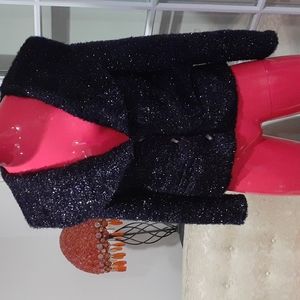 Silver fuzzy sparkle jacket.